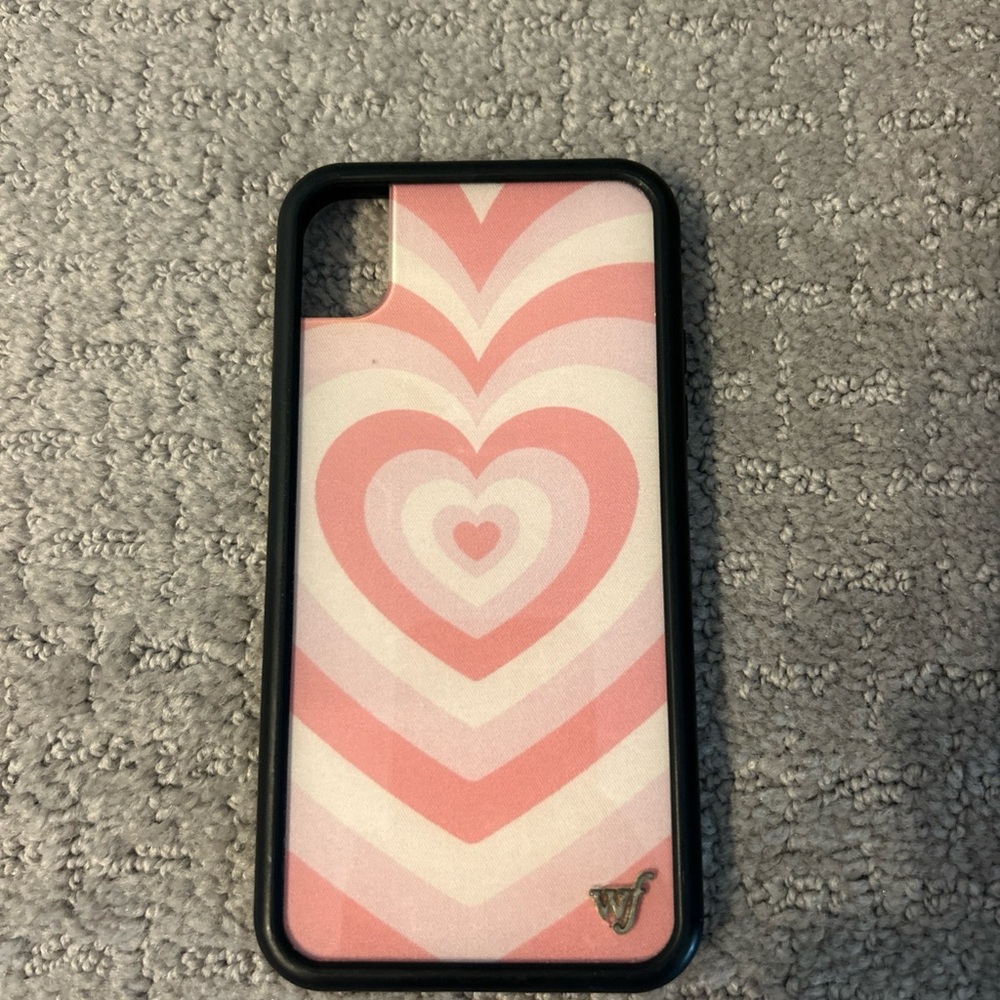 Wildflower Pink Heart Pattern iPhone X Phone Case